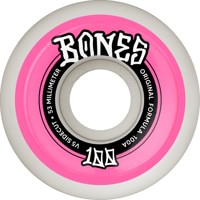 Bones 100's OG Formula V4 Wide Skateboard Wheels - white/pink (100a)