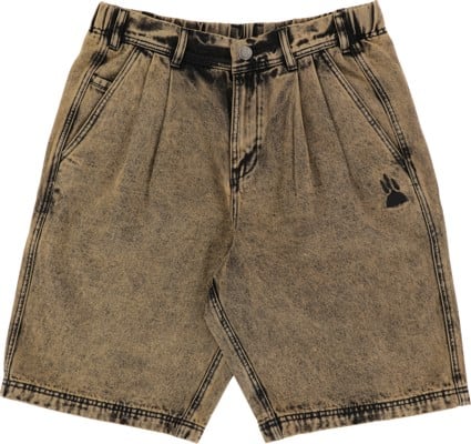 Tactics Buffet Pleated Denim Shorts - gold overdye black denim - view large