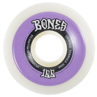 Bones 100's OG Formula V5 Sidecut Skateboard Wheels - white/purple (100a) - view large