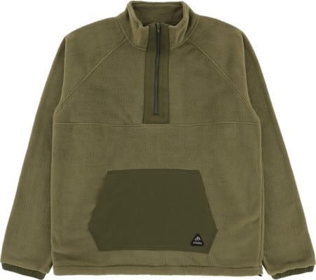 Jones Lodge Half Zip Recycled Fleece Pullover Crew Sweatshirt - moss green - view large