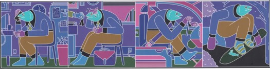 Salmon Arms Bumper Sticker - comic strip (purple) - view large