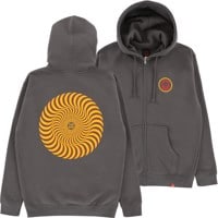 Spitfire Classic Swirl Overlay Zip Hoodie - charcoal/yellow-red